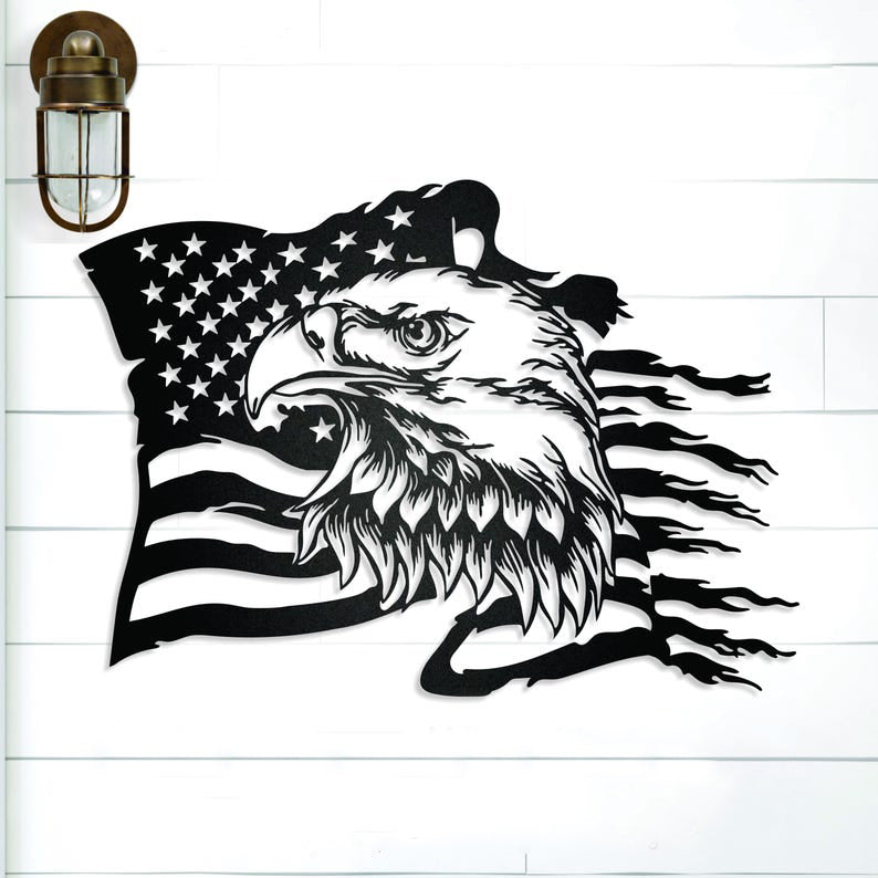 Custom Eagle & American Flag Metal Sign: Patriotic Wall Art