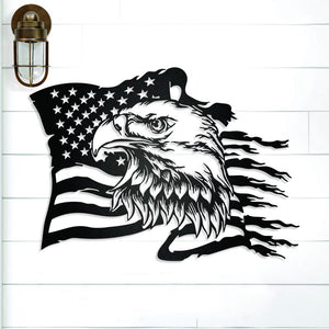 Custom Eagle & American Flag Metal Sign: Patriotic Wall Art