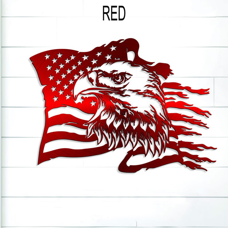 Custom Eagle & American Flag Metal Sign: Patriotic Wall Art