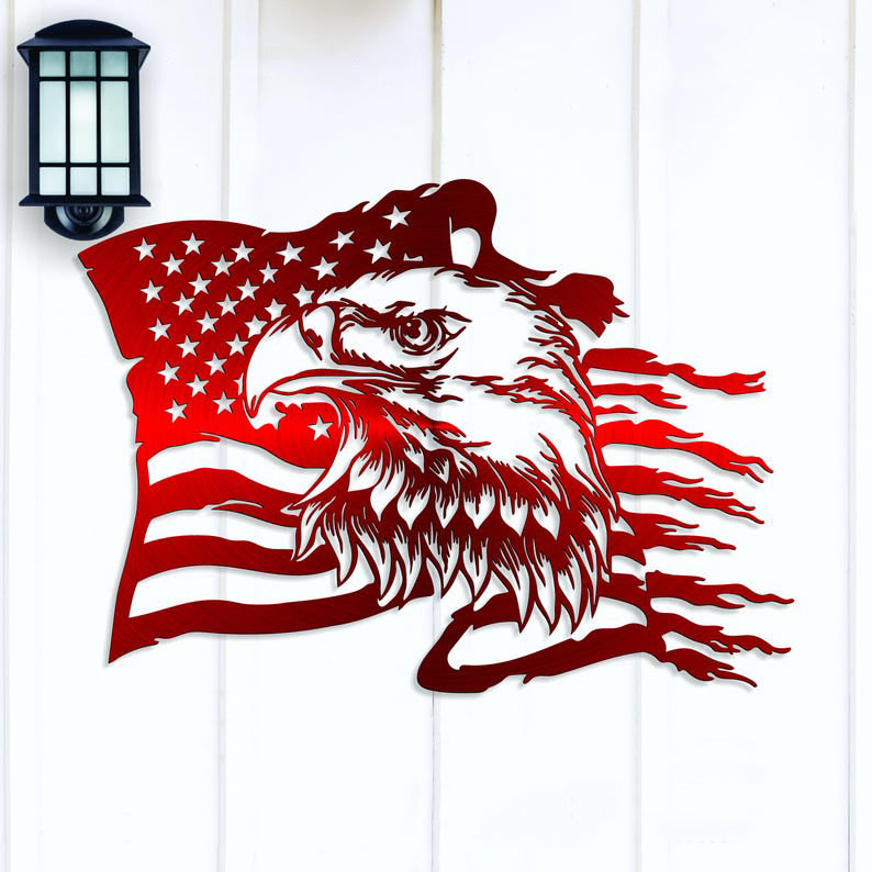 Custom Eagle & American Flag Metal Sign: Patriotic Wall Art
