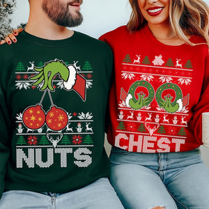 Ugly Christmas Sweatshirt, Chest Nuts Couples Matching Shirt, Funny Christmas Hoodie, Holiday T-Shirt, Boyfriend Christmas Gift