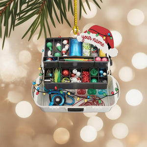 Personalized Fishing Tackle Christmas Ornament 2025, Custom Fishing Ornament, Fisherman Gift, Xmas Tree Decoration for Fishing Lovers, 2D Flat Ornament