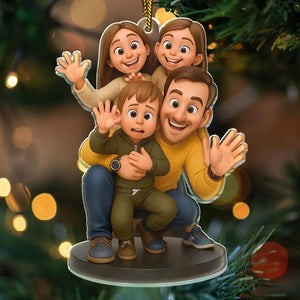 Customized Photo Family First Christmas Ornament, Personalized Family Picture Keepsake, Custom Photo 3D Effect Figure Art Happy Family