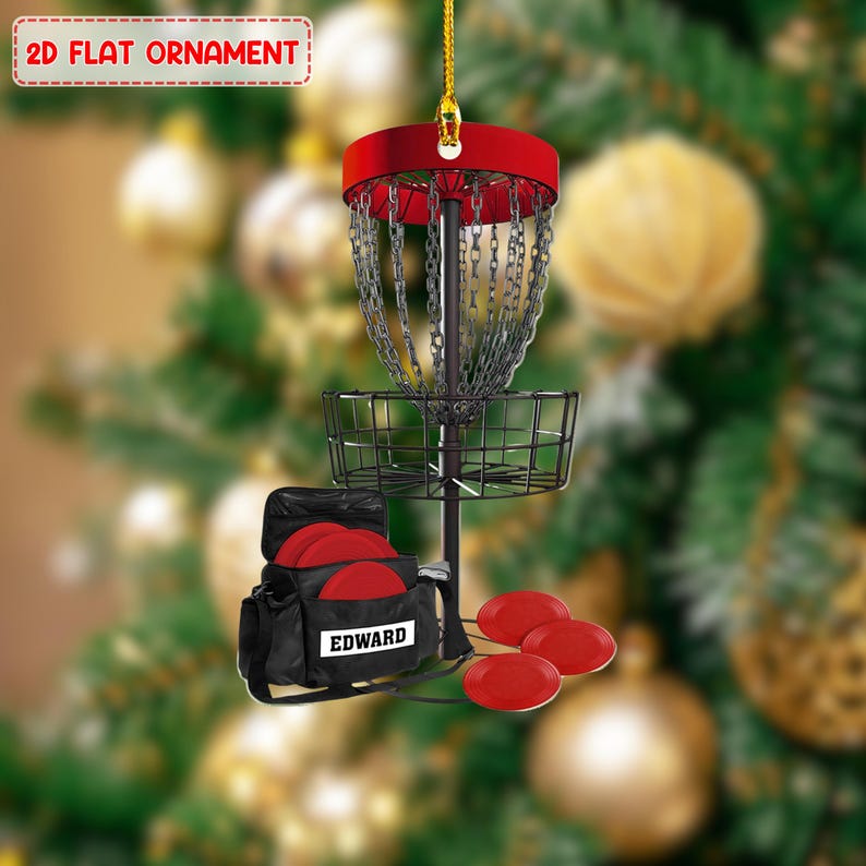 Personalized Name Disc Golf Ornament, Acrylic 2D Xmas Ornament, Gift For Disc Golf Lover, Christmas Ornament Gift, Xmas Disc Golf Ornament