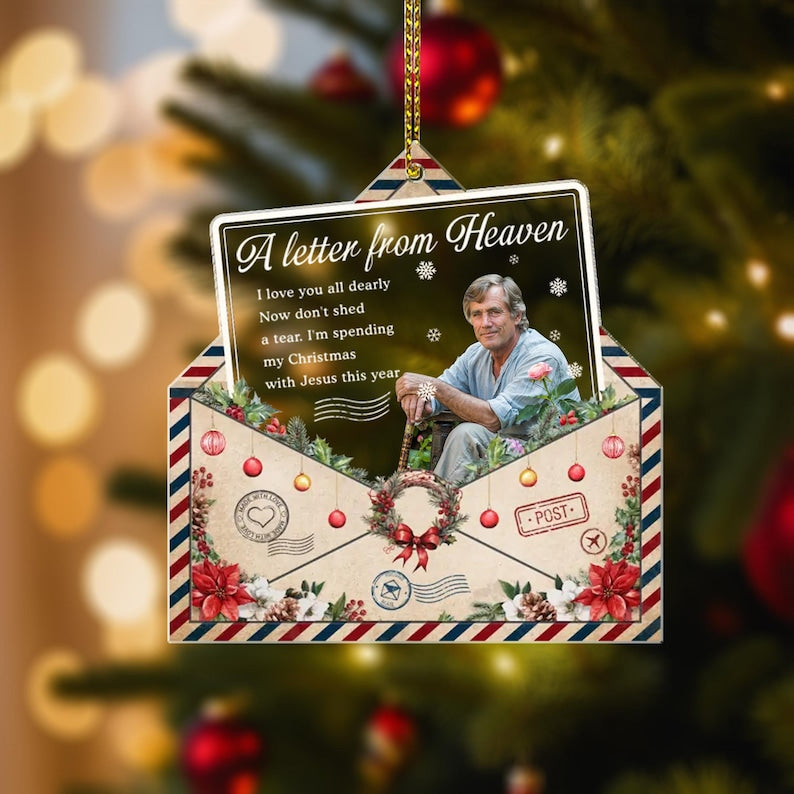 Personalized Photo Memorial Ornament, Custom Photo Grandpa Keepsake, Memorial Sympathy 2D Flat Ornament, Grandparent Memory, Christmas Gift