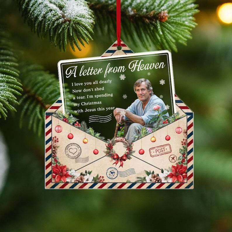 Personalized Photo Memorial Ornament, Custom Photo Grandpa Keepsake, Memorial Sympathy 2D Flat Ornament, Grandparent Memory, Christmas Gift