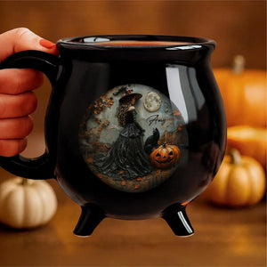 Personalized Witch Cauldron Mug: Gothic Halloween Coffee Cup