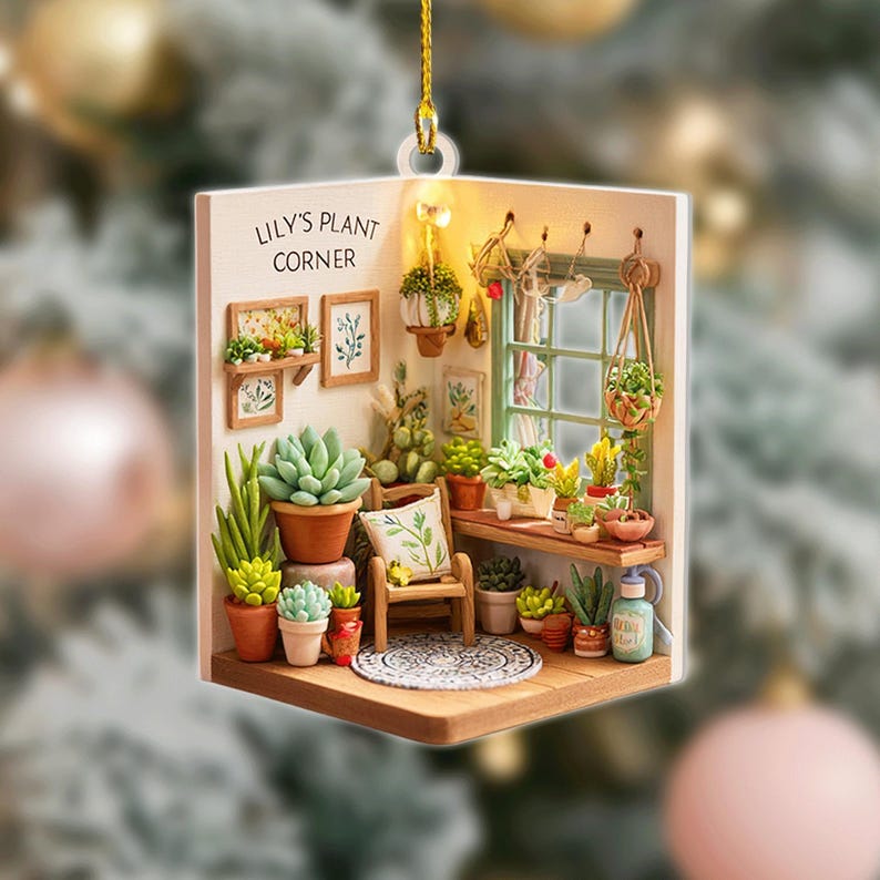 Personalized Plant Corner Christmas Ornament Custom Greenhouse Garden D cor, Plant Lover Gift, Succulent Room Keepsake 2025