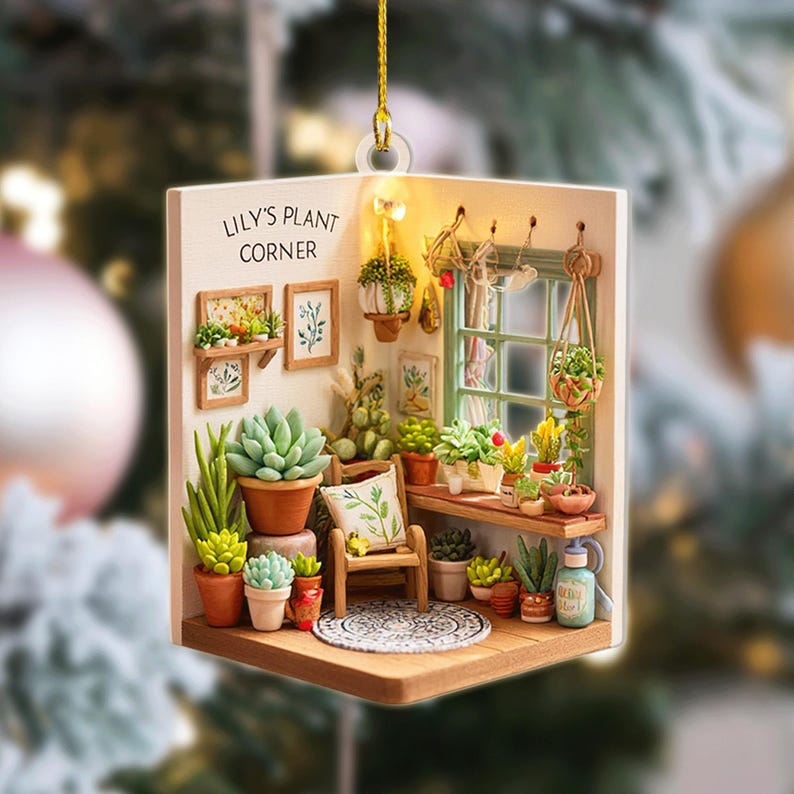 Personalized Plant Corner Christmas Ornament Custom Greenhouse Garden D cor, Plant Lover Gift, Succulent Room Keepsake 2025