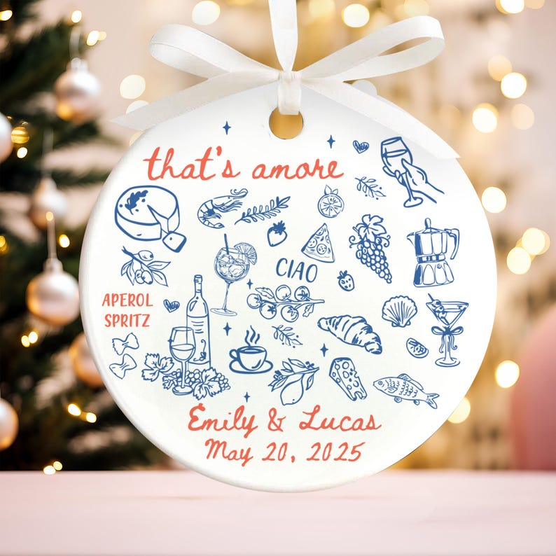 Italian Wedding Ornament, Married Ornament, Italian Wedding Keepsake, Engaged Ornament, Couple First Christmas Married, Christmas Decoration
