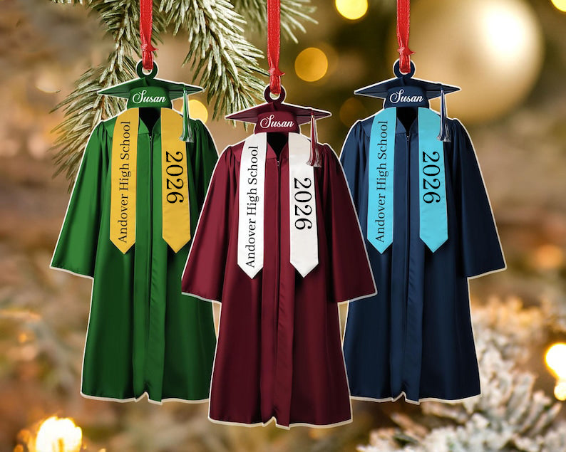 Personalized Graduation Ornament, Class of 2026 Ornament, High School Graduation Gift, College Graduated, New Graduate Gift, School Name