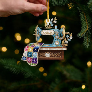Personalized Sewing Machine Ornament, Custom Quilter Christmas Decor, Seamstress Gift, Quilting Studio Decor, Crafting Hobby Xmas Gift