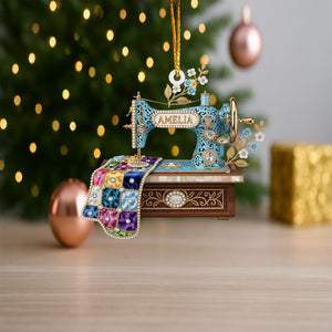 Personalized Sewing Machine Ornament, Custom Quilter Christmas Decor, Seamstress Gift, Quilting Studio Decor, Crafting Hobby Xmas Gift