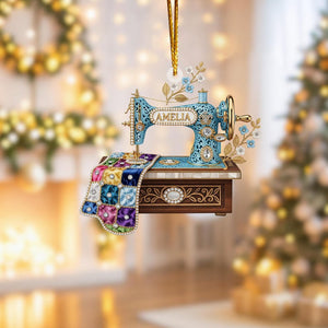 Personalized Sewing Machine Ornament, Custom Quilter Christmas Decor, Seamstress Gift, Quilting Studio Decor, Crafting Hobby Xmas Gift