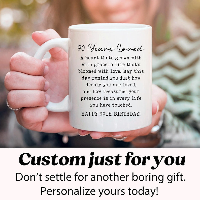 90th Birthday Gift for Women Turning 90 Year Old Birthday Mug for 90th Bday Funny Custom 90th Birthday Gift Idea Born in 1936 Chapter 90 Cup