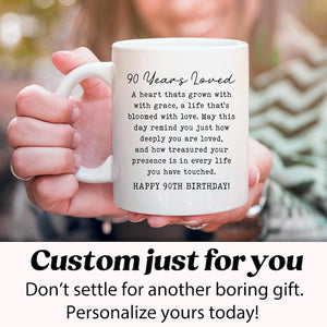 90th Birthday Gift for Women Turning 90 Year Old Birthday Mug for 90th Bday Funny Custom 90th Birthday Gift Idea Born in 1936 Chapter 90 Cup