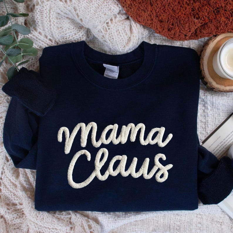 Custom Chenille YARN EMBROIDERED Sweatshirt, Custom Mama Claus shirt for Mimi, Nana, Christmas Gift for Grandma, Christmas Holiday Shirt il_794xN.7191673932_qwql.jpg