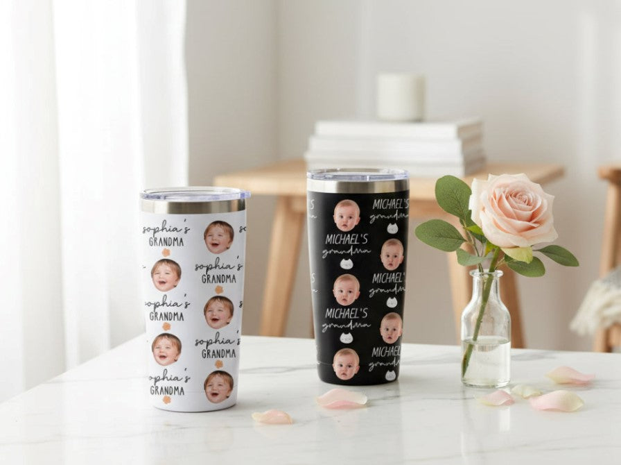 Personalized Photo Tumbler, Face Tumbler, Custom Photo Cup Gift for Mom, Gift for Grandma, Nana Gift for Gigi, Baby Face Tumbler