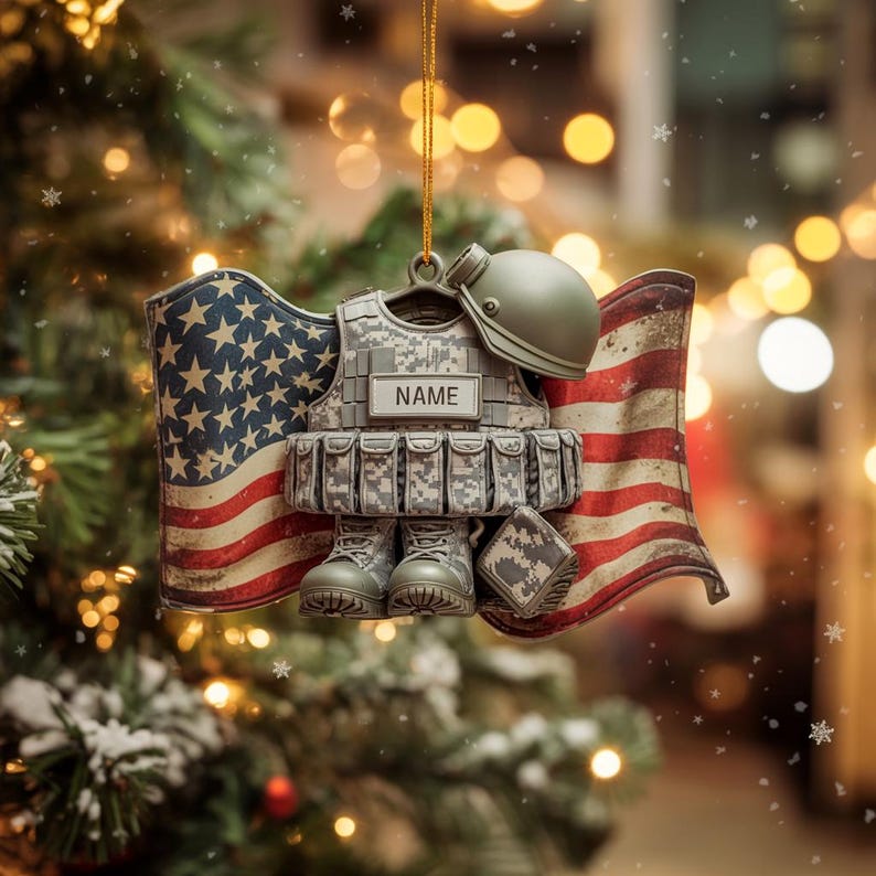 Custom Army Soldier Ornament - Personalized Military Tree Decor - Christmas Gift for Active Duty, Veterans, Patriotic Families