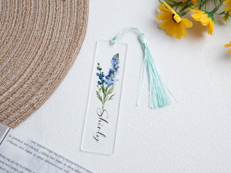 Custom Birth Flower Bookmark, Acrylic Bookmark Gift,Bookmark with Tassel,Birthday Gifts,Floral Bookmarks for Women,Book Lover Gift