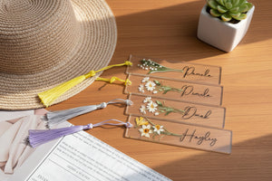 Custom Birth Flower Bookmark, Acrylic Bookmark Gift,Bookmark with Tassel,Birthday Gifts,Floral Bookmarks for Women,Book Lover Gift