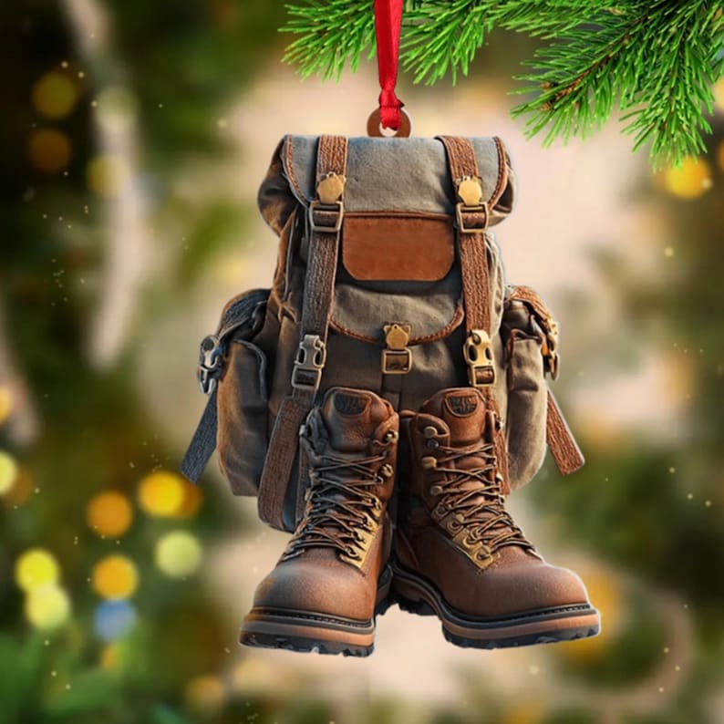 Personalized Hiking Acrylic Ornament, Custom Hiking Lovers Christmas Ornament, Unique Camping Lover Gift, Xmas Gift For Hiking Club, 2D Flat Ornament