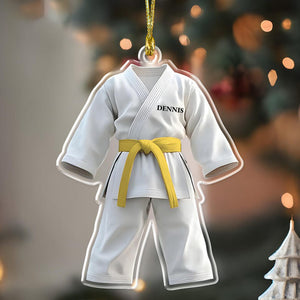 Personalized Karate Uniform Ornament, Custom Martial Arts Ornament, Karate Lover Ornament, Karate Belt with Name, Taekwondo Judo Christmas