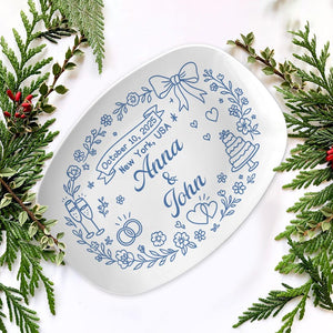 Personalized Wedding Keepsake Plate: Custom Name & Date Resin Platter