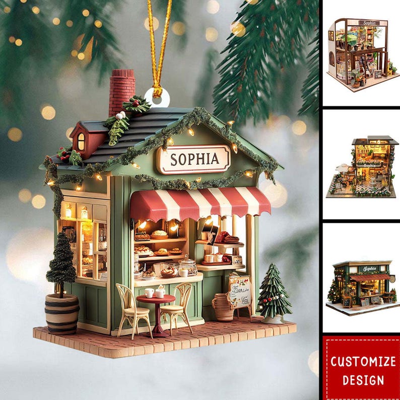 Personalized Coffee Shop Acrylic Ornament: Barista Christmas Decoration