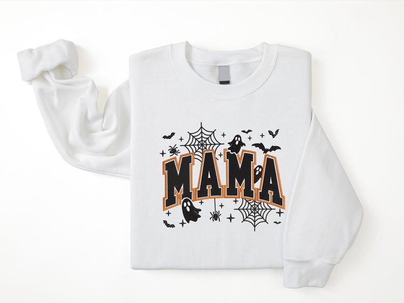 Embroidered Mama Halloween Sweatshirt, Spooky Season Mom Shirt, Coquette Mama Shirt, Fall Mama Sweatshirt, Fall Gift for Mothers