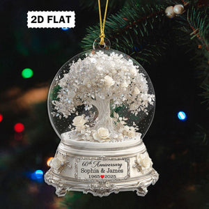 2D FLAT Personalized 60th Wedding Anniversary Acrylic Ornament, Diamond Wedding Anniversary Ornament, Christmas Wedding Anniversary Gift