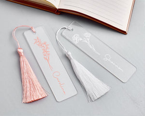 Custom Acrylic Bookmark with Tassel,Reader Bookmark, Birth Flower Bookmark,Mom Gift, Teacher Gift-Bookmark,Book Lover Gift