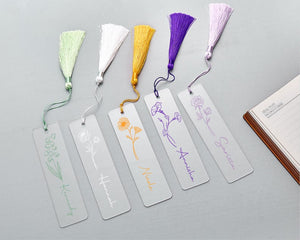 Custom Acrylic Bookmark with Tassel,Reader Bookmark, Birth Flower Bookmark,Mom Gift, Teacher Gift-Bookmark,Book Lover Gift