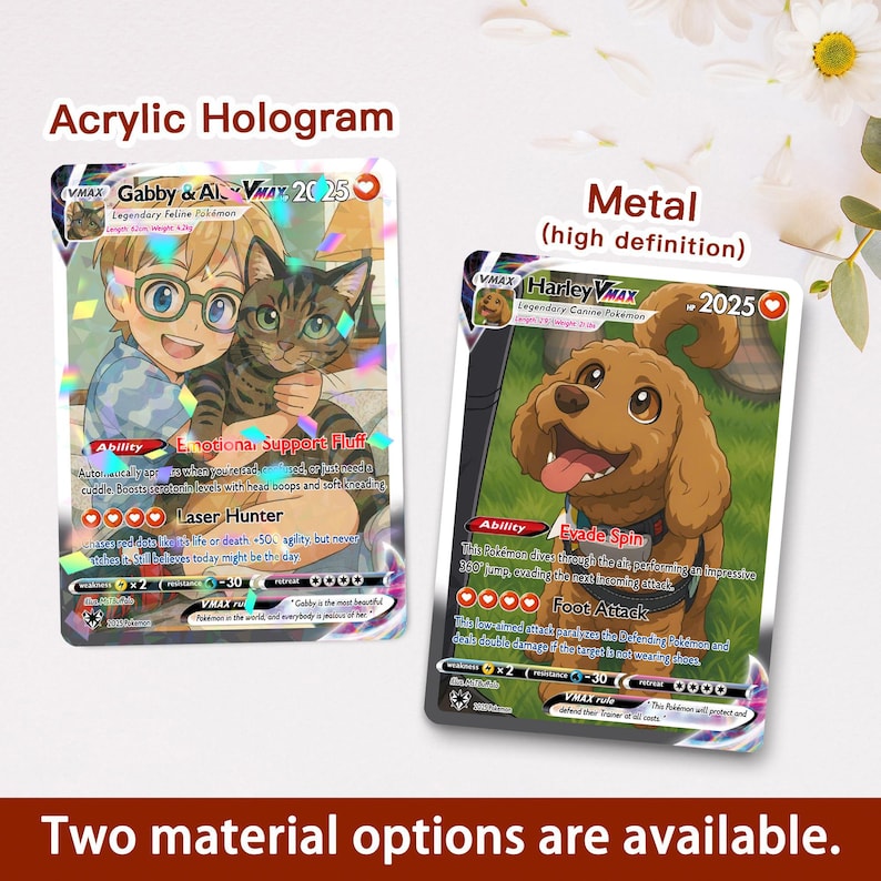 Personalized Pet as Pokemon Card, Turn your pet into a Pokemon, Custom Photo Anime Card, Gift For Him, Gift For Her, Pet Lover Gift Cat Gift