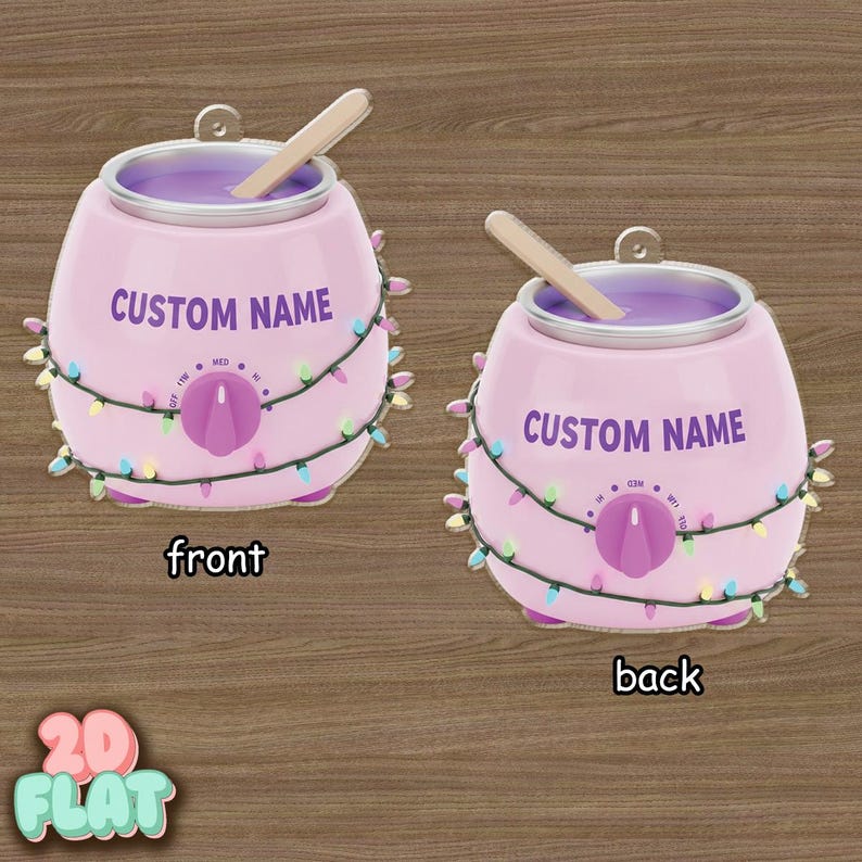 Custom Wax Warmer 2D FLAT Ornament, Personalized Esthetician Xmas Decoration, Funny Beauty Ornament with Lights, Spa Christmas Gift