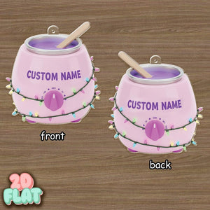 Custom Wax Warmer 2D FLAT Ornament, Personalized Esthetician Xmas Decoration, Funny Beauty Ornament with Lights, Spa Christmas Gift