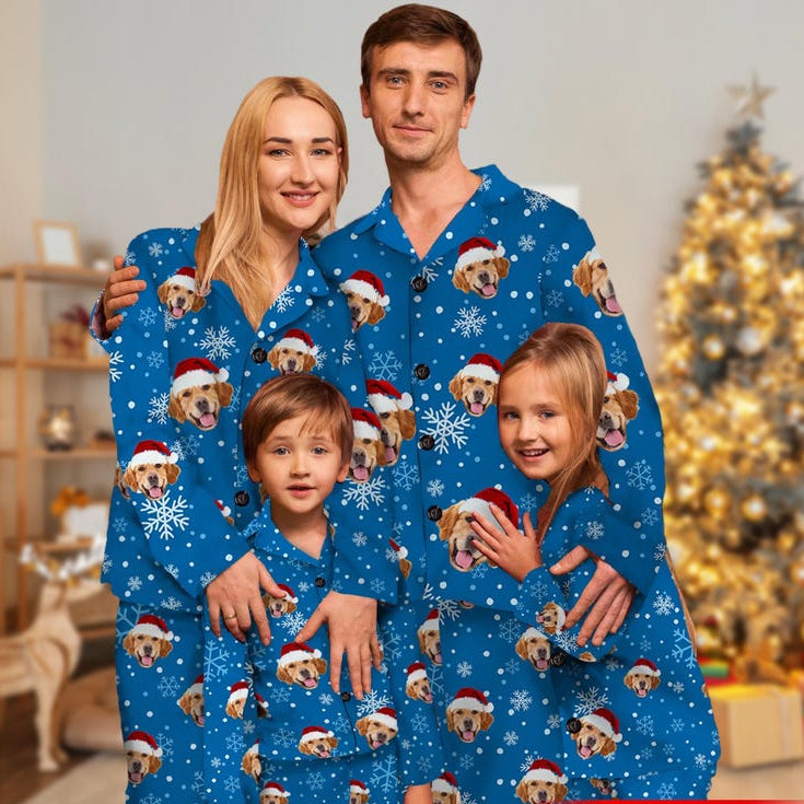 Custom Face Family Christmas Pajamas: Personalized Pet Photo Matching Pajama Set