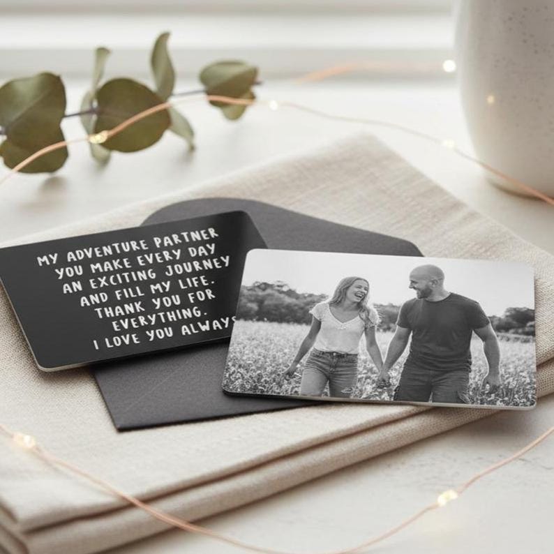Custom Engraved Photo Wallet Card Insert - Personalized Gift for Dad, Mom, Son, Daughter, Husband, Boyfriend