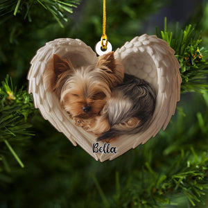 Personalized Yorkshire Terrier Dog Angel Ornament Flat 2D Cutout Holiday Tree Decor Gift for Dog Lovers, Pet Memorial Keepsake