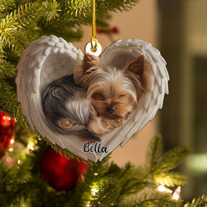 Personalized Yorkshire Terrier Dog Angel Ornament Flat 2D Cutout Holiday Tree Decor Gift for Dog Lovers, Pet Memorial Keepsake