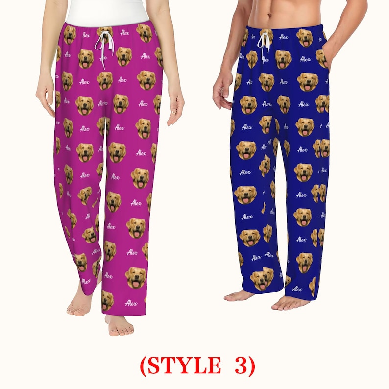 Personalized Dog Face Pajama Pants with Name,Christmas Gfits for Daughter
