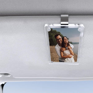 Custom Photo Car Visor Clip, Car Photo Frame Merch, Couple Anniversary Gift, Romantic Drive Safe Keepsake, Personalized Polaroid Gift