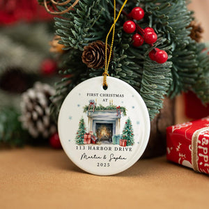 Personalized First Christmas New Home Ornament: Ceramic Keepsake Bauble