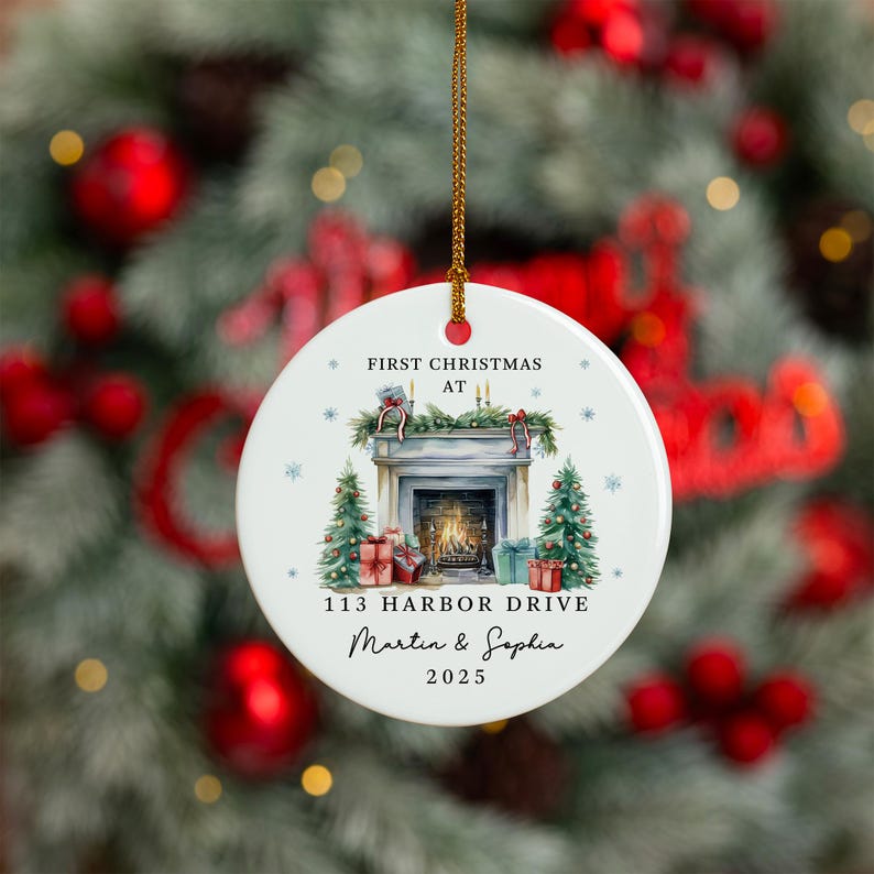 Personalized First Christmas New Home Ornament: Ceramic Keepsake Bauble