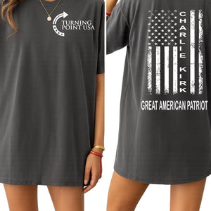 Pray for Charlie Kirk Shirt, Patriotic Charlie Kirk T-Shirt, Double Side Printed, Political Awareness, Turning Point,Freedom