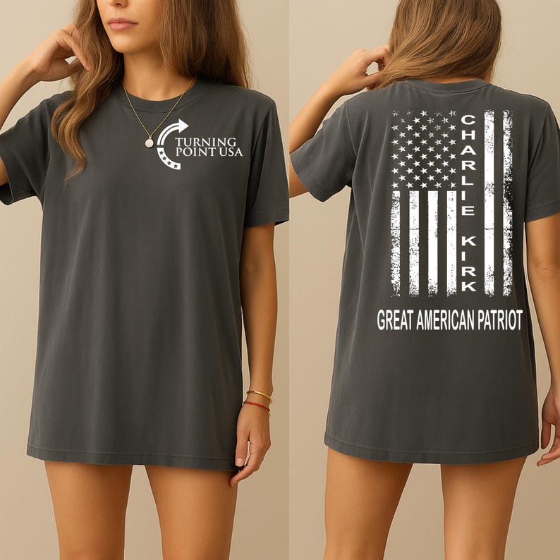 Pray for Charlie Kirk Shirt, Patriotic Charlie Kirk T-Shirt, Double Side Printed, Political Awareness, Turning Point,Freedom