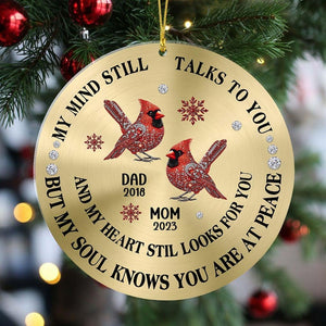 Personalized My Mind Still Talks To You Memorial Christmas Ornament, Custom Memorial Cardinal Ornament, Funeral Remembrance Christmas Decor