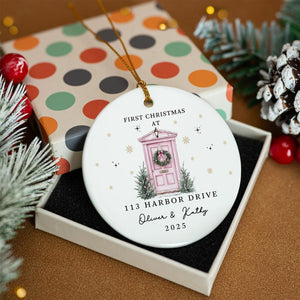 Personalized First Christmas New Home Ornament: Ceramic Keepsake Bauble