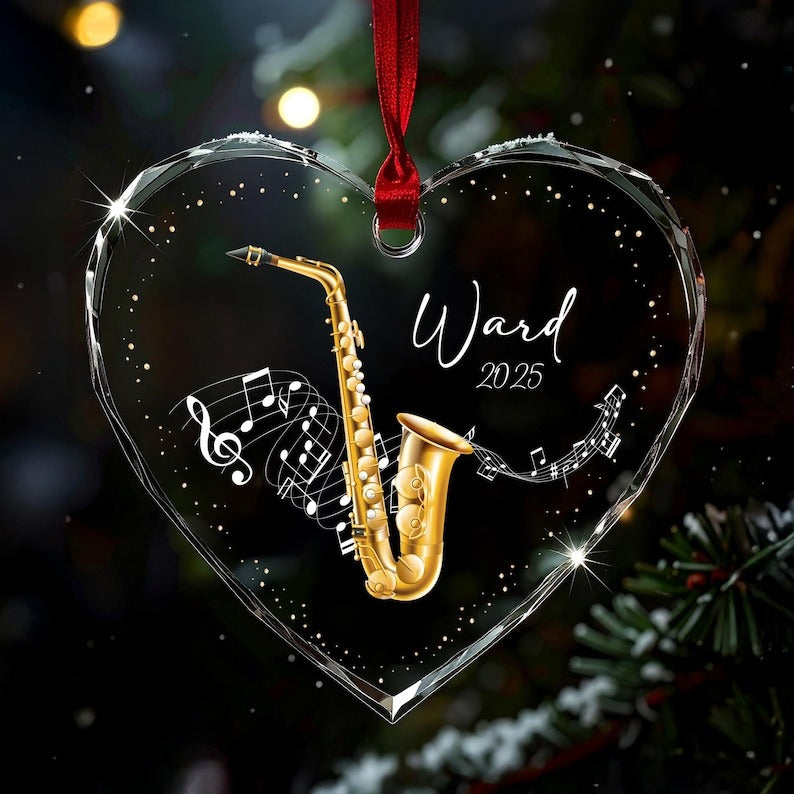 Personalized Saxophone Ornament, Christmas Tree Ornament, Music Lover Gift, Custom Musician Ornament, Christmas Gift for Saxophone Lover