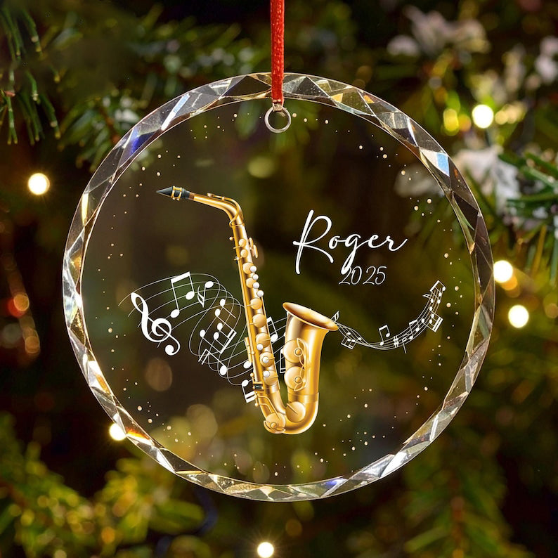Personalized Saxophone Ornament, Christmas Tree Ornament, Music Lover Gift, Custom Musician Ornament, Christmas Gift for Saxophone Lover